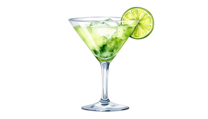Elegant Martini Cocktail with Lime Garnish.