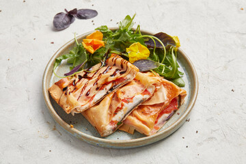 Pastry pockets with tomato and mozzarella