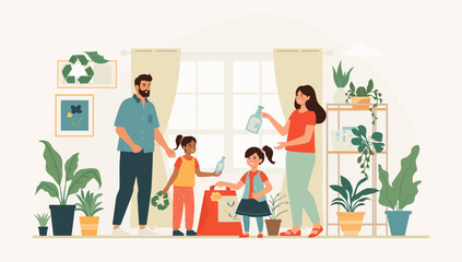 Family Recycling Together, Promoting Environmental Awareness and Sustainability.