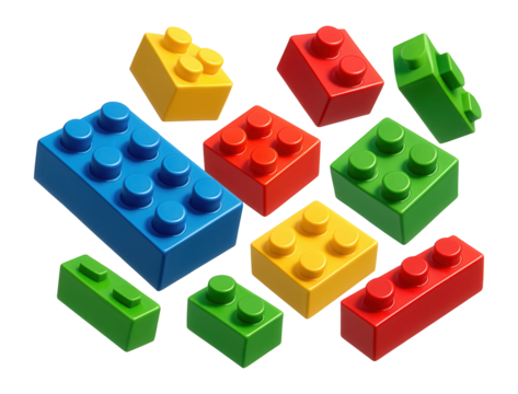 Plastic building blocks with interlocking connectors