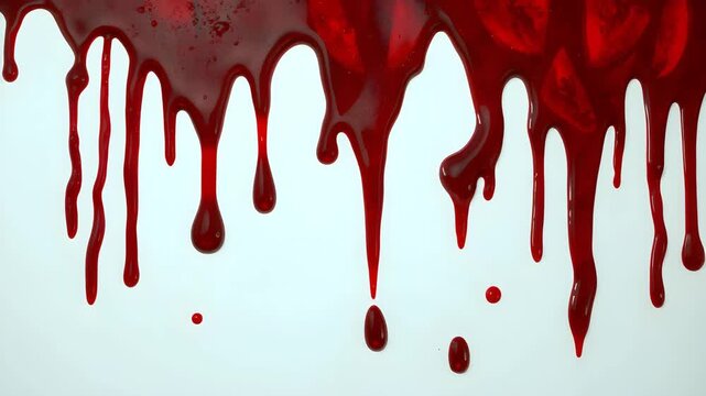 Halloween spooky blood dripping on white background with luma matte, 4K Video 