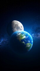 Fototapeta premium Earth and moon in space