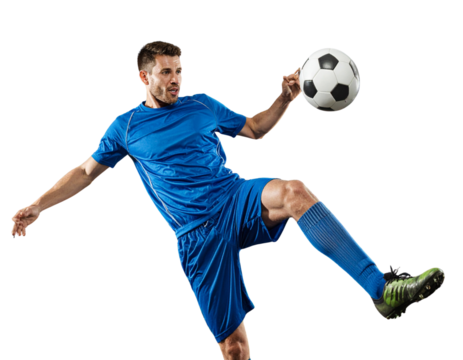 soccer player kicking ball