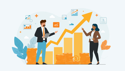 Business Growth Collaboration of Two Professionals