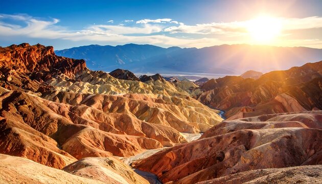 Colorful mountain range landscape at sunset - Powered by Adobe