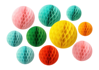 Paper honeycomb balls with adhesive strips