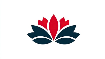 Red and dark blue stylized lotus flower logo on white background