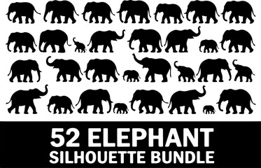 Obraz premium Elephant Silhouette Vector Bundle