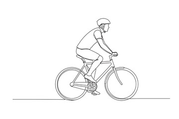 Fototapeta premium line art illustration of a person riding a bicycle Design