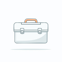 Flat line art illustration of a closed work toolbox. Vector icon concept for repair, maintenance services, DIY projects, and professional handyman equipment