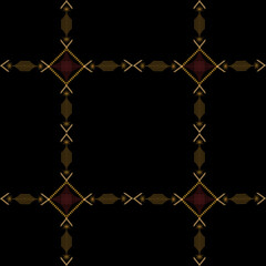 Intricate gold floral and geometric patterns on a black background, creating a luxurious and traditional aesthetic.
