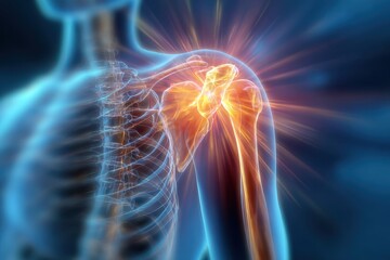 Medical Illustration of Human Shoulder Joint Pain