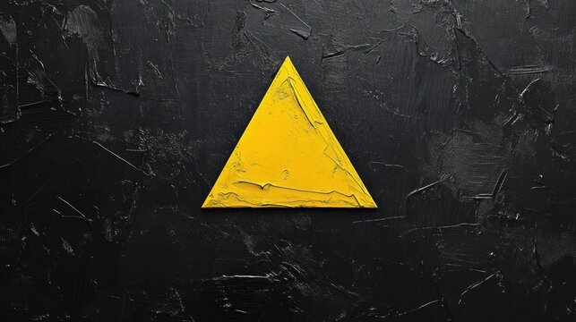 Abstract Yellow Triangle on Black Texture Background