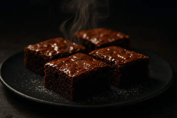 A collection of rich, moist chocolate brownies with different toppings and presentation.