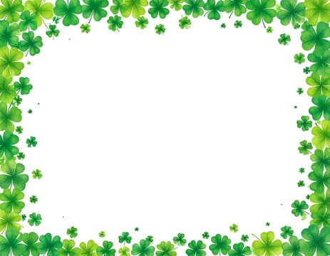 Green shamrock border on white