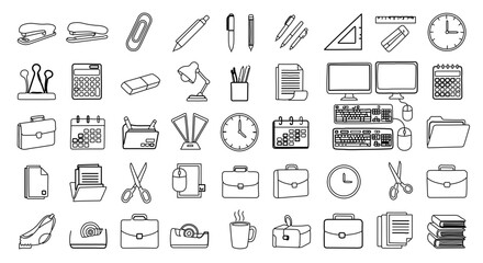 Vector icon set of office tools