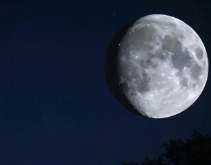 Crescent moon in a dark night sky