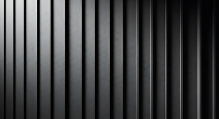 Abstract dark gray vertical ribbed texture background with dramatic lighting