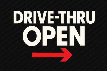 Obraz premium DRIVE-THRU OPEN promotional banner with a clear, bold design, ideal for effective retail advertising and engaging customer attention.