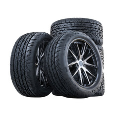 Naklejka premium Stacked tires and rims, dark gray/black