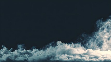 Thick fog rising under dramatic spotlight in darkness.