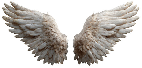 Pair of detailed, light beige angel wings
