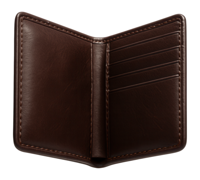 Leather wallet with stitched border
