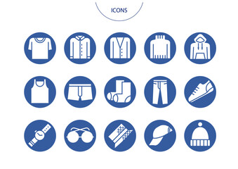 メンズファッション　アイコン ピクトグラム　ベクター イラスト　セット