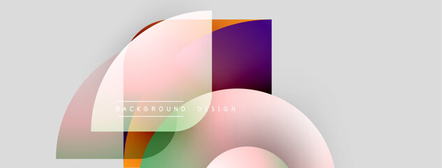 Abstract shapes overlap, creating dynamic visual effect. Soft gradients, muted colors dominate composition. Modern design element.