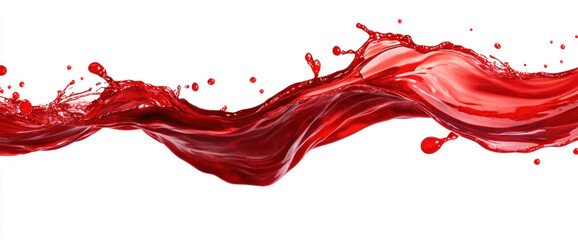 Vibrant Red Liquid/Paint/Slush/Wine Splash with Splatters on Isolated Background