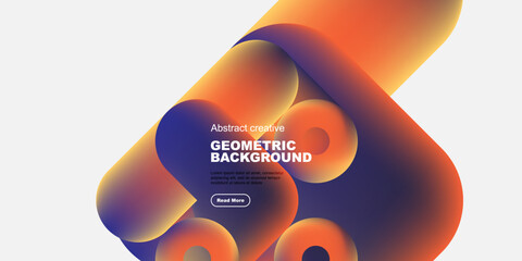 Naklejka premium Abstract shapes blend vibrant colors. Dynamic composition creates modern visual impact. Text promotes geometric background design.