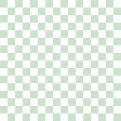 Green checkerboard, checkered, gingham, plaid, tartan pattern background. Checkered background in pale pastel tones. Vintage chessboard with flat style. Retro squares design.
