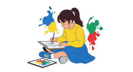 Young Artist Dreams Up Designs With Palette While Creating Colorful Artistic Inspiration