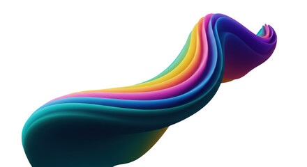 Vibrant rainbow swirl isolated on transparent background