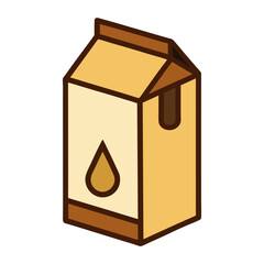 Milk or juice carton with a brown cap and a droplet vector on white background.
