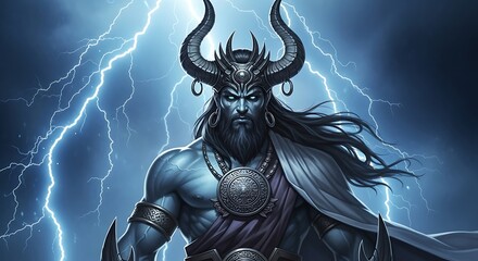 Powerful Demonic God, Divine Energy, Imposing Figure.