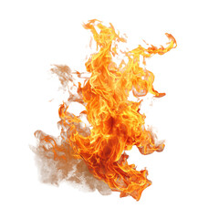 Abstract fire, orange and yellow flames, smoky, isolated on black
