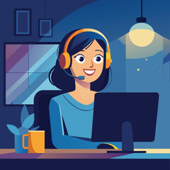 a-smiling-woman-wearing-a-headset-sits-at-a-desk-i.eps