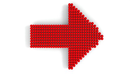 Red arrow composed of spheres