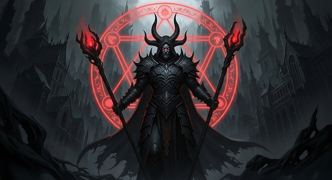Dark Demonic Figure in a Red Magic Circle.