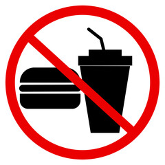 Icon forbidding eating and drinking. The symbol forbidding eating and drinking is circled in red.