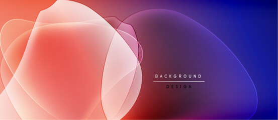 Abstract colorful background. Overlapping shapes create dynamic visual effect. Gradient transitions, modern design elements present.