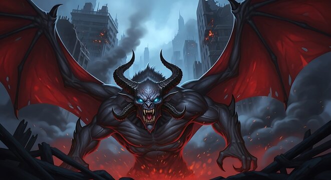 Fearsome Demon Lord, Epic Fantasy Art.