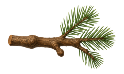 Pine branch with a knotty texture