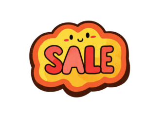 Cute, cartoonish sale sign