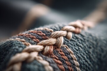 Close-up of textured fabric with braided detail