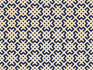 Abstract geometric pattern. A seamless vector background. Golden and blue ornament. Graphic modern pattern. Simple lattice graphic design
