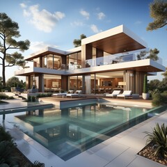 Fototapeta premium luxury home with pool