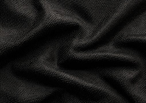 Close-up view of dark, textured fabric with draped folds