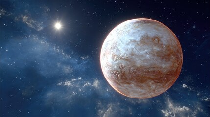 Fototapeta premium Alien planet in starry sky